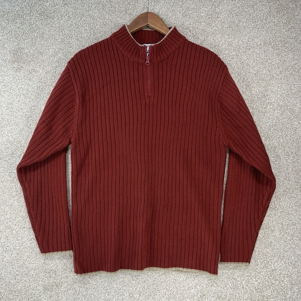 Gnarly VTG Y2K‎ Skater Sweater 1/4 Zip Pullover Women's 18/20 Rust Red Retro